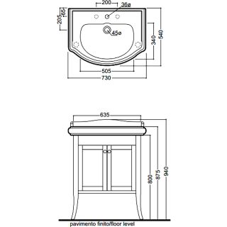 Тумба под раковину Kerasan Retro 734930 напольная белая